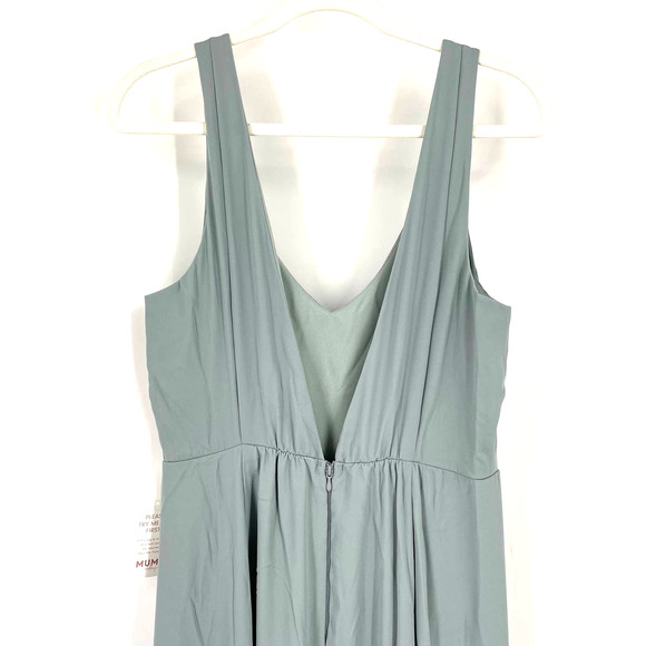 Show Me Your MuMu Jenn Maxi Dress Silver Sage Crisp Medium NWT - Picture 9 of 11
